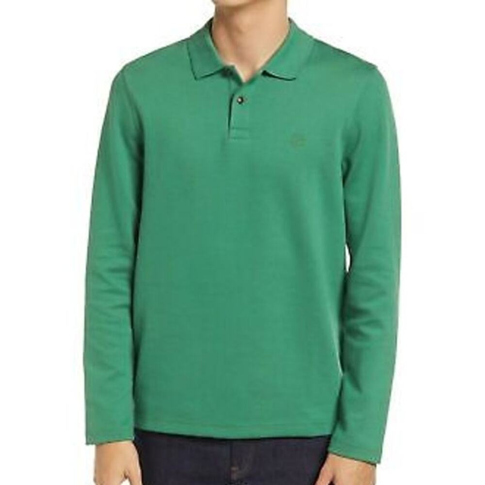 Ted Baker Baddow Heavy Twill Jersey Long Sleeve Green Polo Shirt Men's 4 (US L)